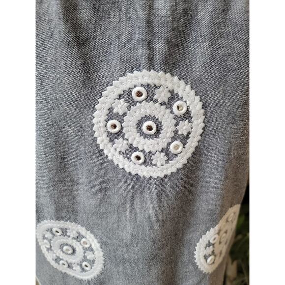 Mudpie Blouse Women's Size Medium Grey 100% Cotton V Neck Sleeveless - Picture 5 of 11